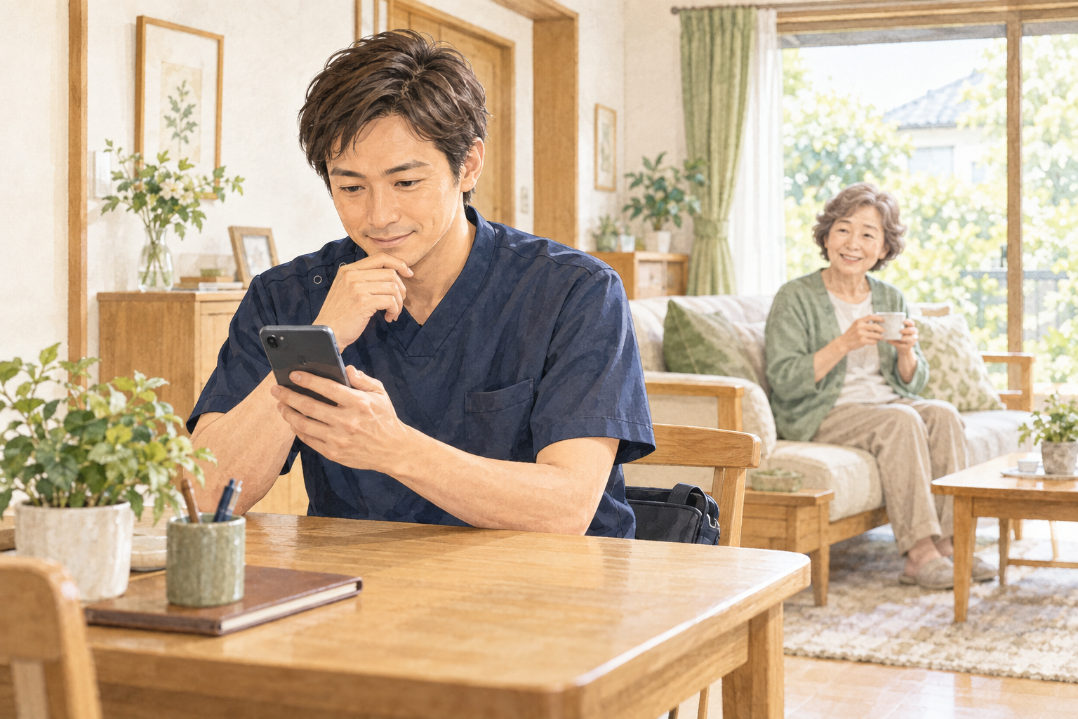 担当者が相談内容を確認する場面